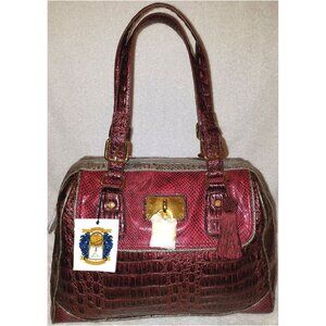 NWT MISS TINA TASTE OF COUTURE X-LG RED CROC EMBOSSED PATENT LTHR HOBO HANDBAG